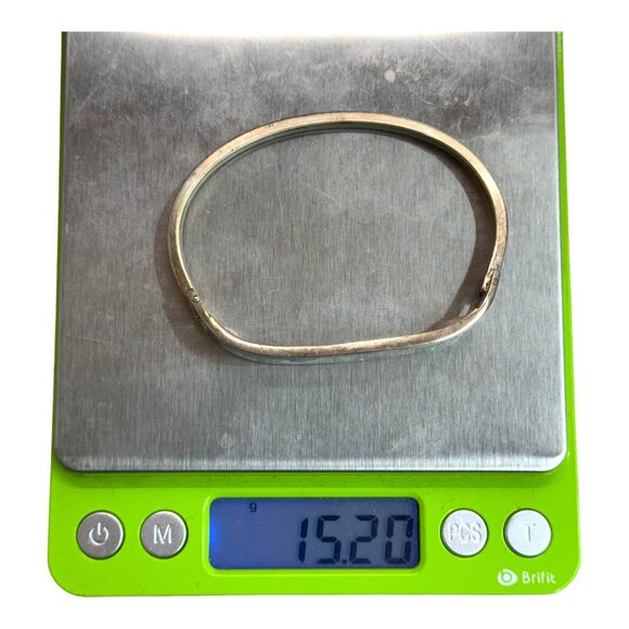 Vintage Abalone Inlay Sterling Silver 925 Hinged Bangle Bracelet 6.5" Southwest - Picture 6 of 8